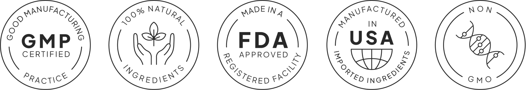 GMP Certified, 100% Natural, FDA Approved, Made in USA, Non-GMO